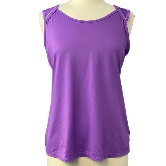 Athleta Purple Racerback Reflective Run Tank Top Athletic Yoga Zip Pocket - Picture 10 of 10